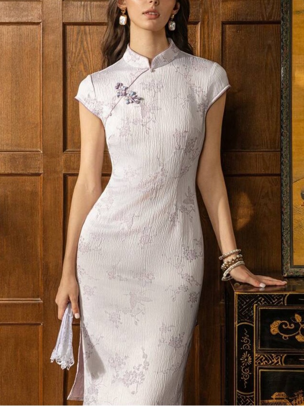 Faeriesty Lavendar Qipao cheongsam mandarin collar mini dress large